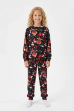Dreams Rudolph Unisex Μαύρη Βελούδινη Παιδική Πυτζάμα