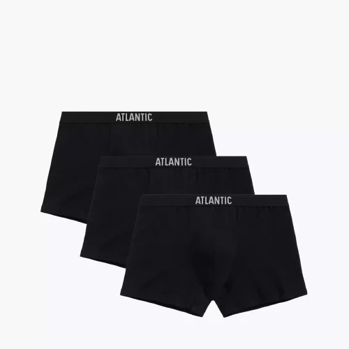 Atlantic 3Pack Mαύρα Βαμβακερά Ανδρικά Boxers