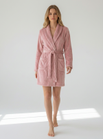 Harmony Dusty Pink Φλις Δετή Γυναικεία Ρόμπα