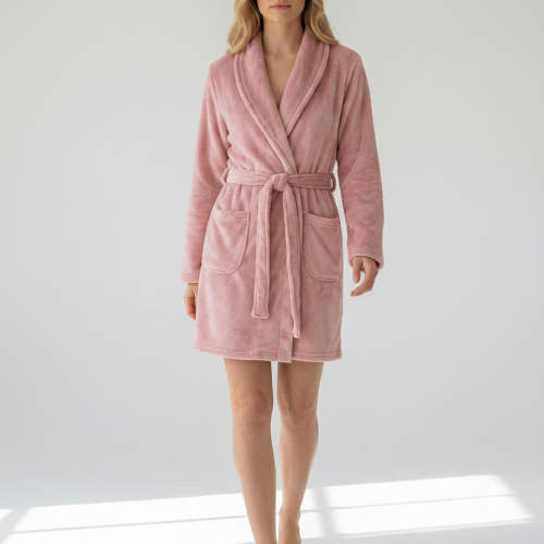 Harmony Dusty Pink Φλις Δετή Γυναικεία Ρόμπα