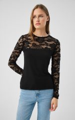 Minerva Μαύρη Γυναικεία TENCEL™ Μακρυμάνικη Μπλούζα