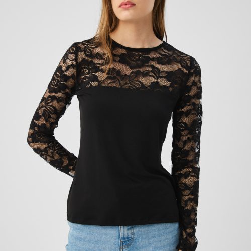 Minerva Μαύρη Γυναικεία TENCEL™ Μακρυμάνικη Μπλούζα