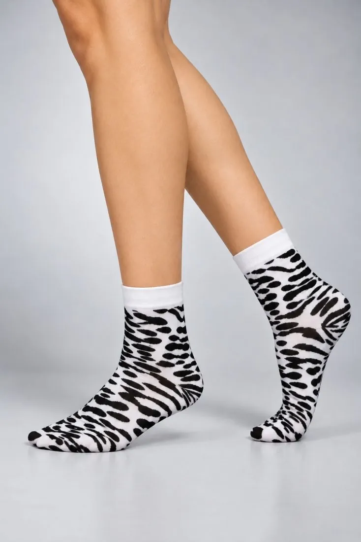 Ider Γυναικείο Opaque Σοσόνι με Ασπρόμαυρο Animal Print Σχέδιο 60 Den