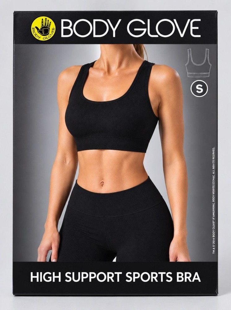Body Glove High Support Rib Μαύρο Γυναικείο Μπουστάκι με Προσθαφαιρούμενη Ενίσχυση - Image 3
