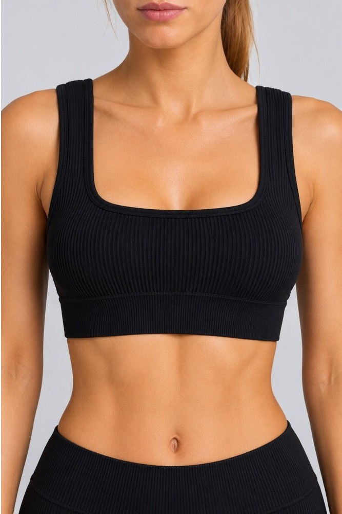 Body Glove High Support Rib Μαύρο Γυναικείο Μπουστάκι με Προσθαφαιρούμενη Ενίσχυση