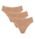 Sloggi 24/7 Cotton Lace Tai Μπεζ Βαμβακερό Σλιπ 3 τμχ.