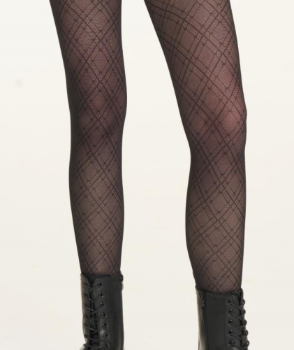 Mura Μαύρο Ελαστικό Lycra Καλσόν με Σχέδιο Tartan 40 Den